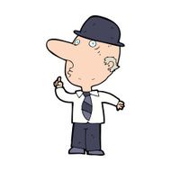 cartoon man wearing bowler hat N39