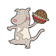 cartoon hungry dog with burger N3