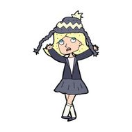 cartoon woman wearing winter hat N88