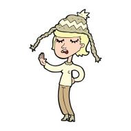 cartoon woman wearing winter hat N89