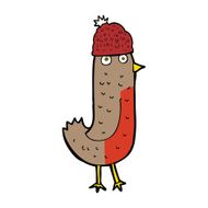 cartoon christmas robin wearing hat N7