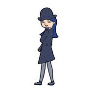 cartoon woman wearing sensible hat N8