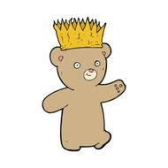 cartoon teddy bear wearing paper crown N11