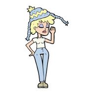 cartoon woman wearing winter hat N91