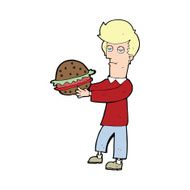 cartoon man eating burger N4
