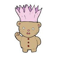 cartoon teddy bear wearing paper crown N12