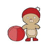 cartoon bear in hat with ball N4