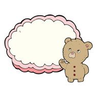 cartoon teddy bear with text space cloud N4