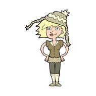 cartoon woman wearing winter hat N92