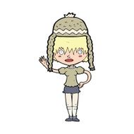 cartoon woman wearing winter hat N93