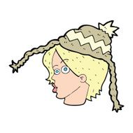 cartoon woman wearing winter hat N98