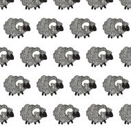 Hand drawn Vector seamless pattern with sheep