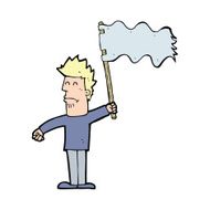 cartoon unhappy man waving flag N4