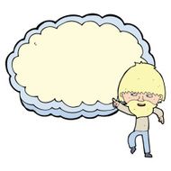 cartoon man pointing at text cloud space N4