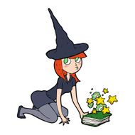 cartoon witch and spell book N4