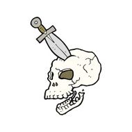 cartoon dagger stuck in skull N4