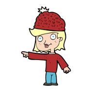 cartoon woman wearing winter hat N100