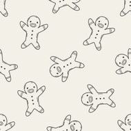 Gingerbread Man doodle seamless pattern background N2