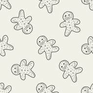 Gingerbread Man doodle seamless pattern background N4