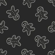 Gingerbread Man doodle seamless pattern background N5