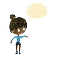 cartoon surprised woman with thought bubble N2