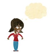 cartoon mean woman with thought bubble