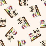 animal panda having afternoon tea cartoon sticker icon