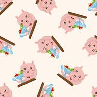 animal rabbit having afternoon tea cartoon sticker icon