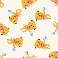 animal dog having afternoon tea cartoon sticker icon