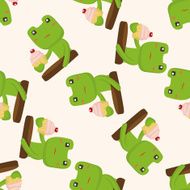animal frog having afternoon tea cartoon sticker icon