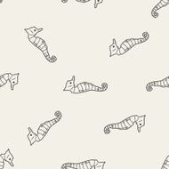 Hippocampus doodle seamless pattern background