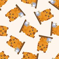 animal tiger having afternoon tea cartoon sticker icon N2