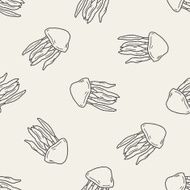 Jellyfish doodle seamless pattern background