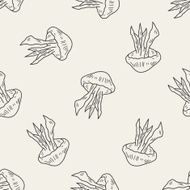 Jellyfish doodle seamless pattern background N2