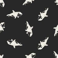 Killer Whale doodle seamless pattern background