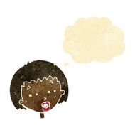 cartoon woman narrowing eyes with thought bubble