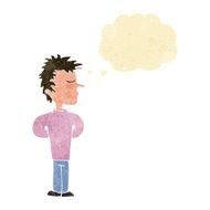 cartoon man ignoring with thought bubble