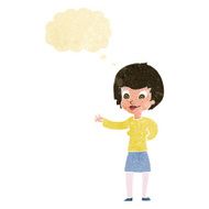 cartoon welcoming woman with thought bubble N2