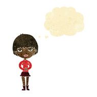 cartoon woman waiting patiently with thought bubble