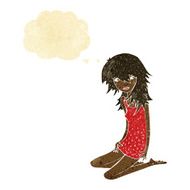 cartoon pretty girl with thought bubble N3