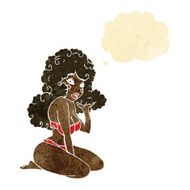 cartoon pin up girl with thought bubble