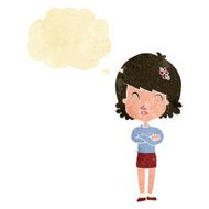 cartoon happy woman with folded arms thought bubble N2