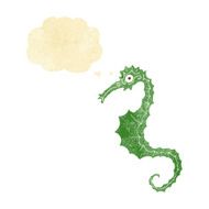 cartoon sea horse with thought bubble