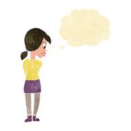cartoon pretty girl with thought bubble N4