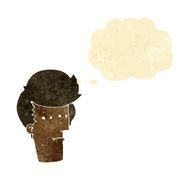 cartoon man with narrowed eyes thought bubble