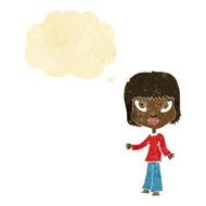 cartoon woman with open arms thought bubble