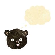 cartoon black teddy bear head with thought bubble