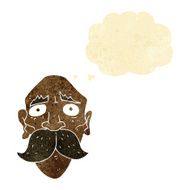 cartoon sad old man with thought bubble
