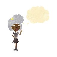 cartoon woman waving with thought bubble N3