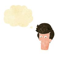 cartoon man narrowing eyes with thought bubble N2